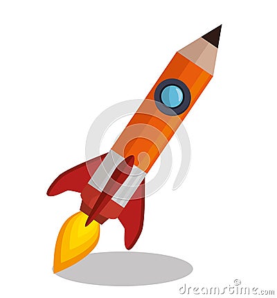 rocket pencil isolated icon Cartoon Illustration