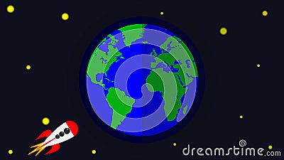 Rocket and planet Earth Vector Illustration