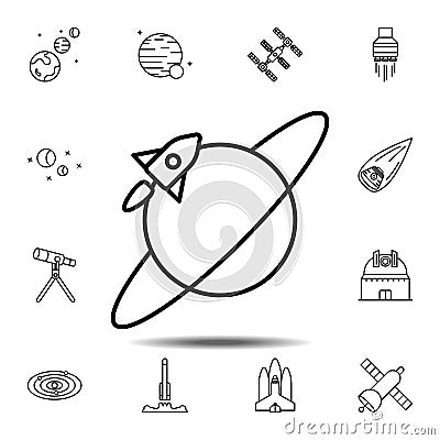 rocket, Saturn, space icon. Simple thin line, outline vector element of Space icons set for UI and UX, website or mobile Stock Photo