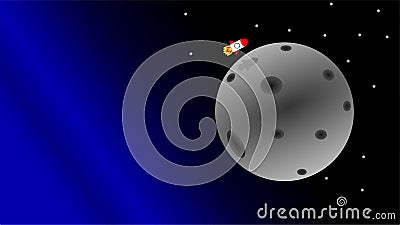 Rocket science project = mission to the moon Vector Illustration