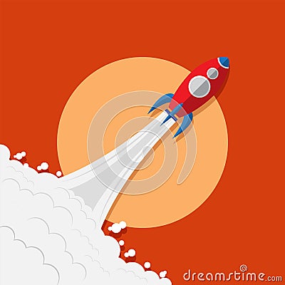Rocket ship in a flat style Vector Illustration