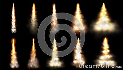 Rocket smoke speed fire trail cloud vector effect Vector Illustration