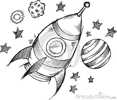 Rocket Space Doodle Sketch Vector Vector Illustration