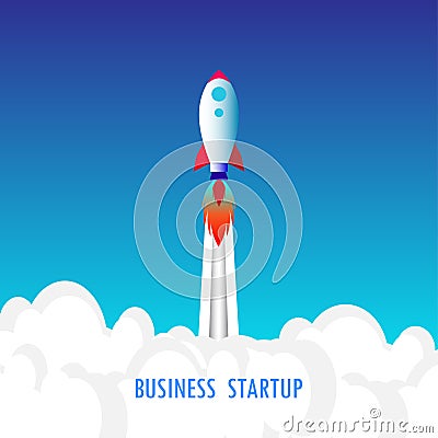 Rocket space ship take off, Start Up Concept Symbol Space Roket Ship. Vector illustration Vector Illustration