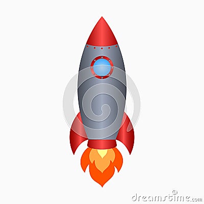 Rocket. Spaceship take off with fire. Colored space ship icon. Vector. Vector Illustration