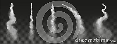 Rocket trail, airplane smoke, plane or jet clouds Vector Illustration