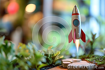 Rocketing Towards New Goals Startup Symbolizes Progress Stock Photo