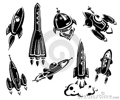 Rockets collection set. Vector Vector Illustration