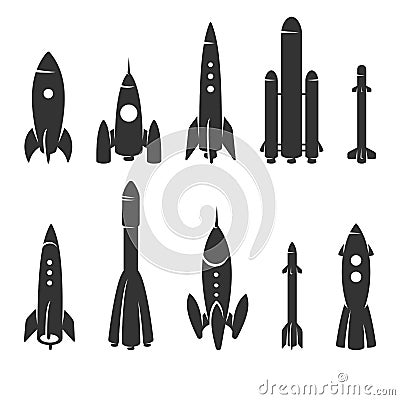 Rockets collection set. Vector Vector Illustration