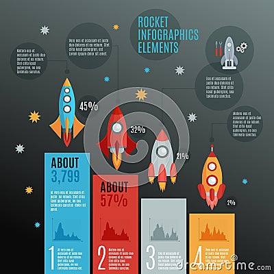 Rockets Infographic Set Vector Illustration