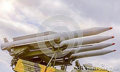 Rockets ready to launch. military threat. Stock Photo