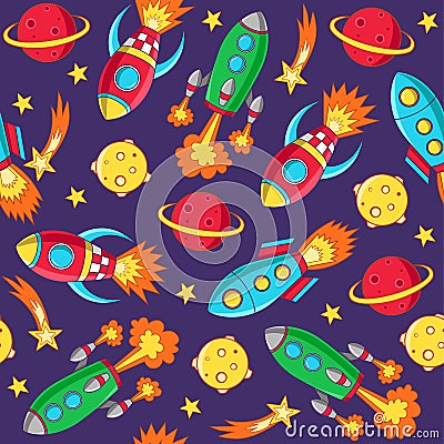 Rockets seamless pattern. Vector Illustration