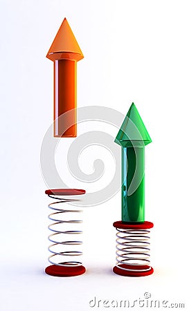 Rockets on springs Cartoon Illustration