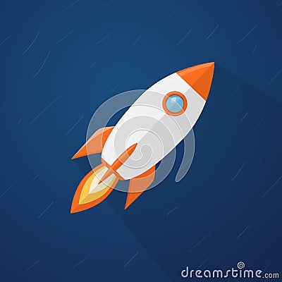 Rocketship flyi in the space Vector Illustration