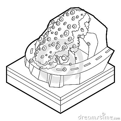 Rockfall icon in outline style Vector Illustration