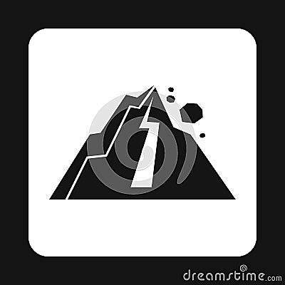 Rockfall in mountains icon, simple style Vector Illustration