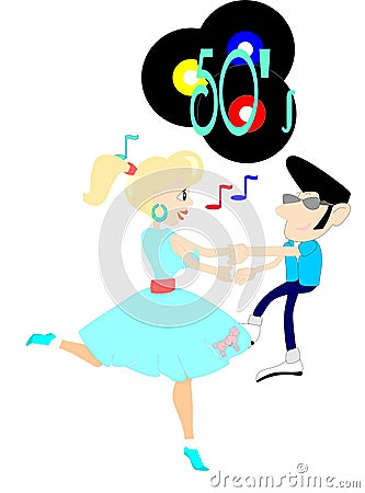 Rockin to the 50's Music Vector Illustration