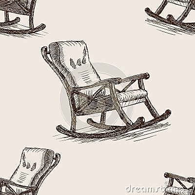 Rocking chair sketch seamless pattern vector Vector Illustration