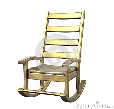 Rocking golden chair 3d model Stock Photo