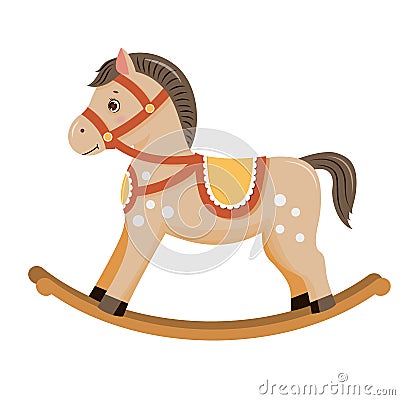 Rocking horse baby toy brown Vector Illustration