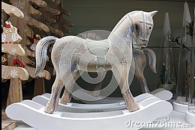 Rocking horse gray color close-up. Stock Photo