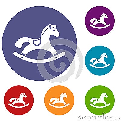 Rocking horse icons set Vector Illustration