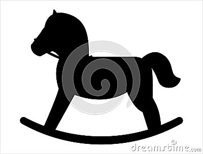 Rocking horse silhouette vector art white background Vector Illustration