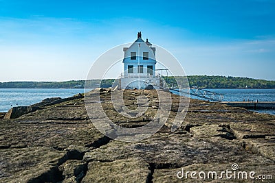 Rockland Breakwater Lighthouse in Maine Stock Photo