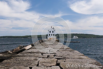 Rockland Breakwater Lighthouse Stock Photo