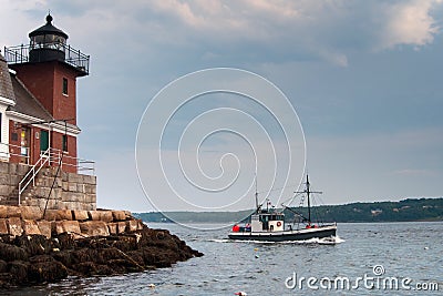 Rockland Breakwater Lighthouse in Maine Stock Photo