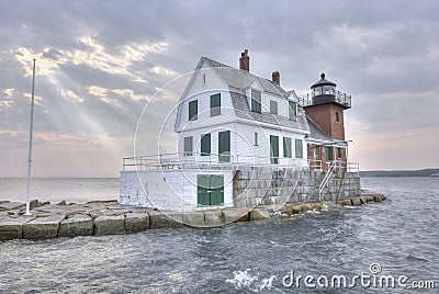 Rockland Harbor Breakwater Lighthouse Stock Photo