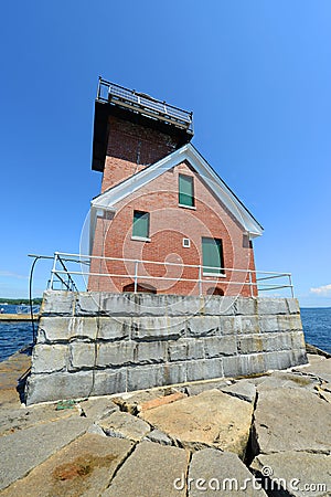 Rockland Harbor Breakwater Lighthouse, Maine Stock Photo