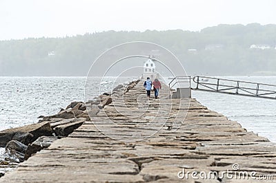 Rockland lighthouse on foggy day Editorial Stock Photo