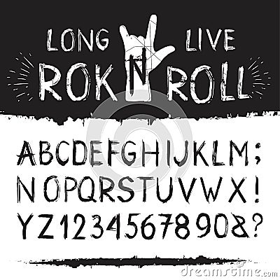 Rocknroll alphabet font Vector Illustration