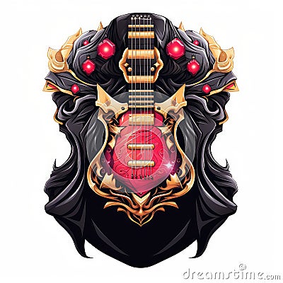 Rocknroll culture logo t shirt with guitars and skulls or goat gesture for punk and heavy metal community. AI Generative Stock Photo