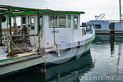 ROCKPORT, TX - 14 FEB 2023: Commercial fishing boat in the marina Editorial Stock Photo