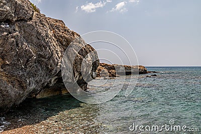 Rocks at the beach of Kiotari on Rhodes island, Greece Stock Photo