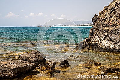 Rocks at the beach of Kiotari on Rhodes island, Greece Stock Photo