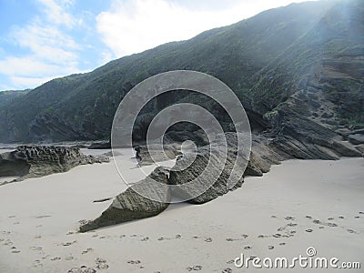 Rocks on Beach near Flatrock Wilderness Stock Photo