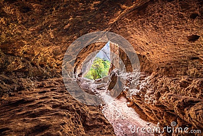 Rocks and cave in Madara, Bulgaria near Madara rider, Madarski Konnik, Bulgarian nature Stock Photo