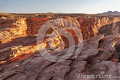 Rocks characteristic of the region at the Horseshoe Bend tourist attraction in Arizona Stock Photo