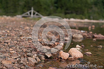 Rocks, close up on lake bank Stock Photo