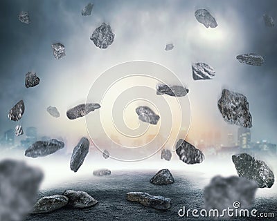 Rocks falling in chaos Stock Photo