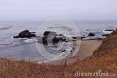 Pacific Ocean Rocks Hiding Elephant Seal Secrets Stock Photo