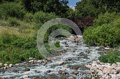 Footbridge over the San Antonio River Stock Photo