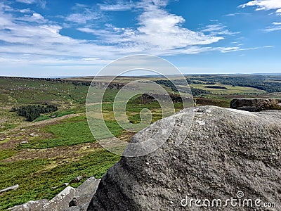 View of the landscape around Stanage Edge in the Peak District, UK Stock Photo