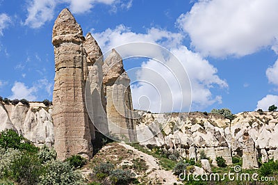 Rocks in form of huge phalli valley Love, Cappadocia, Turkey Stock Photo