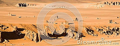 Rocks formation sculptured by the wind named Moais de Tara in the Altiplano, Atacama Desert, Chile Stock Photo