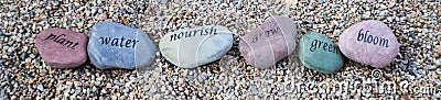 Rocks with inspirational words Stock Photo