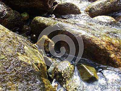 Rocks near the mountain river Stock Photo